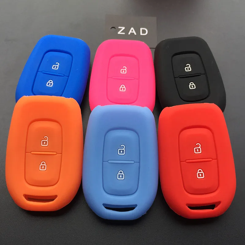 ZAD Silicone rubber car key cover case shell set for Renault Duster dacia scenic master megane 2 button remote key cover