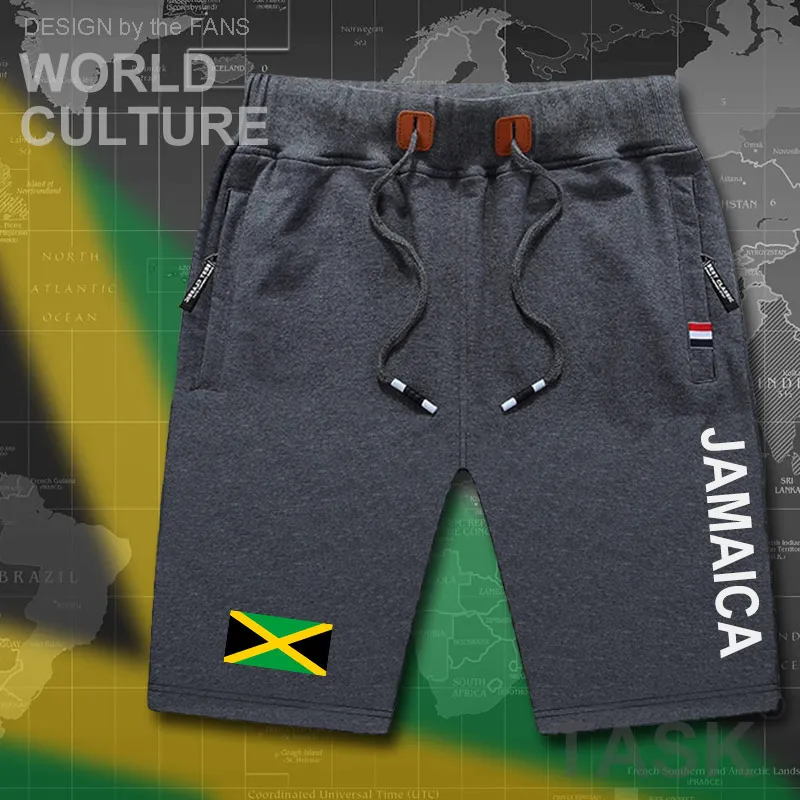 Jamaica mens shorts beach man men's board shorts flag workout zipper pocket sweat bodybuilding 2017 cotton brand JAM Jamaica