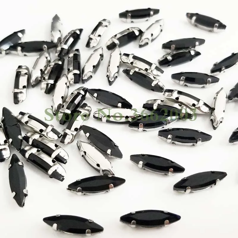 

50pcs/pack 4x15mm Black Horse eye shape Glass Crystal flatback sew on claw rhinestones,Diy Clothing accessories SWM41502