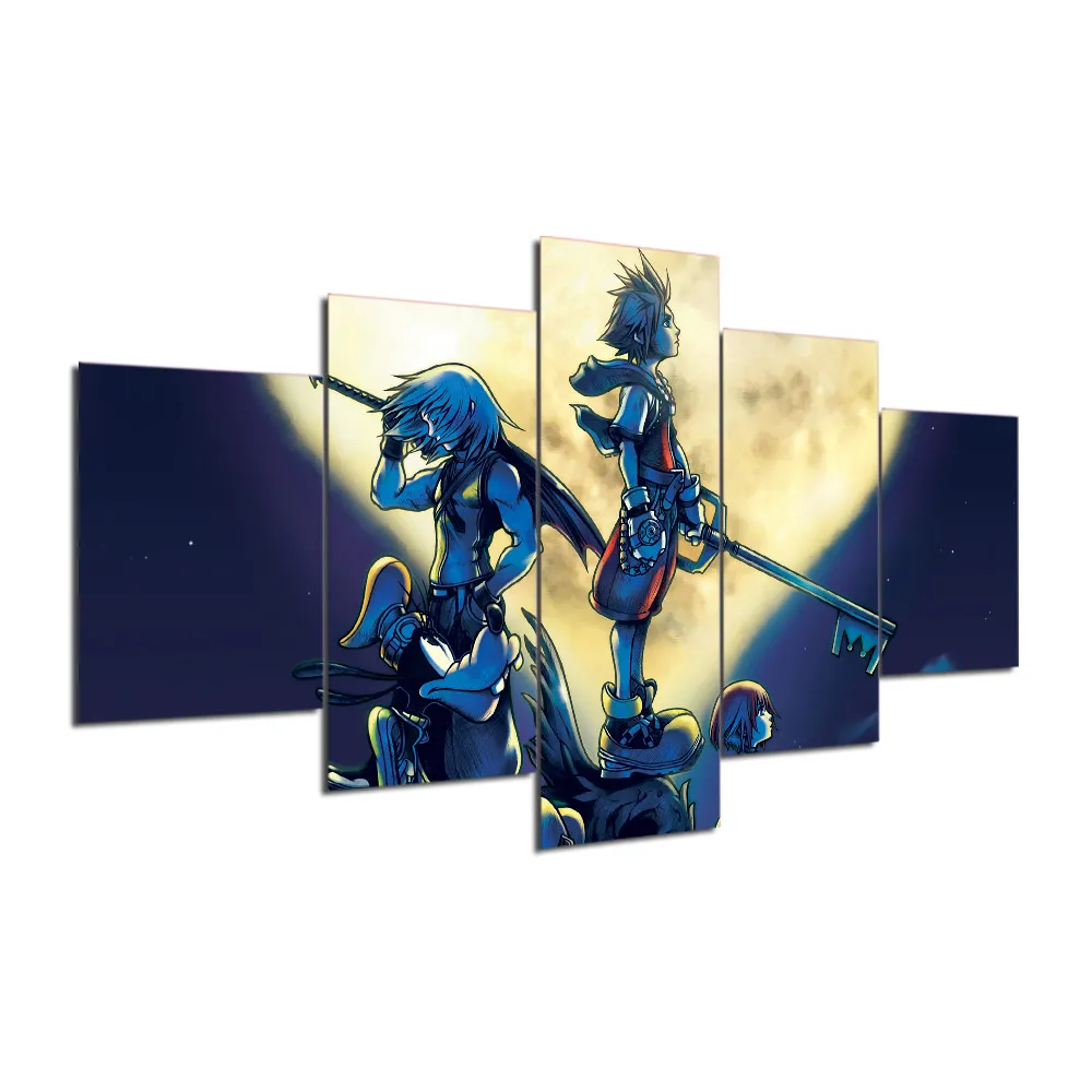 Artsailing Kingdom Hearts Modular Pictures 5 Panel Wall Art Poster Japan Print Canvas Painting Living Room Home Decoration Gift