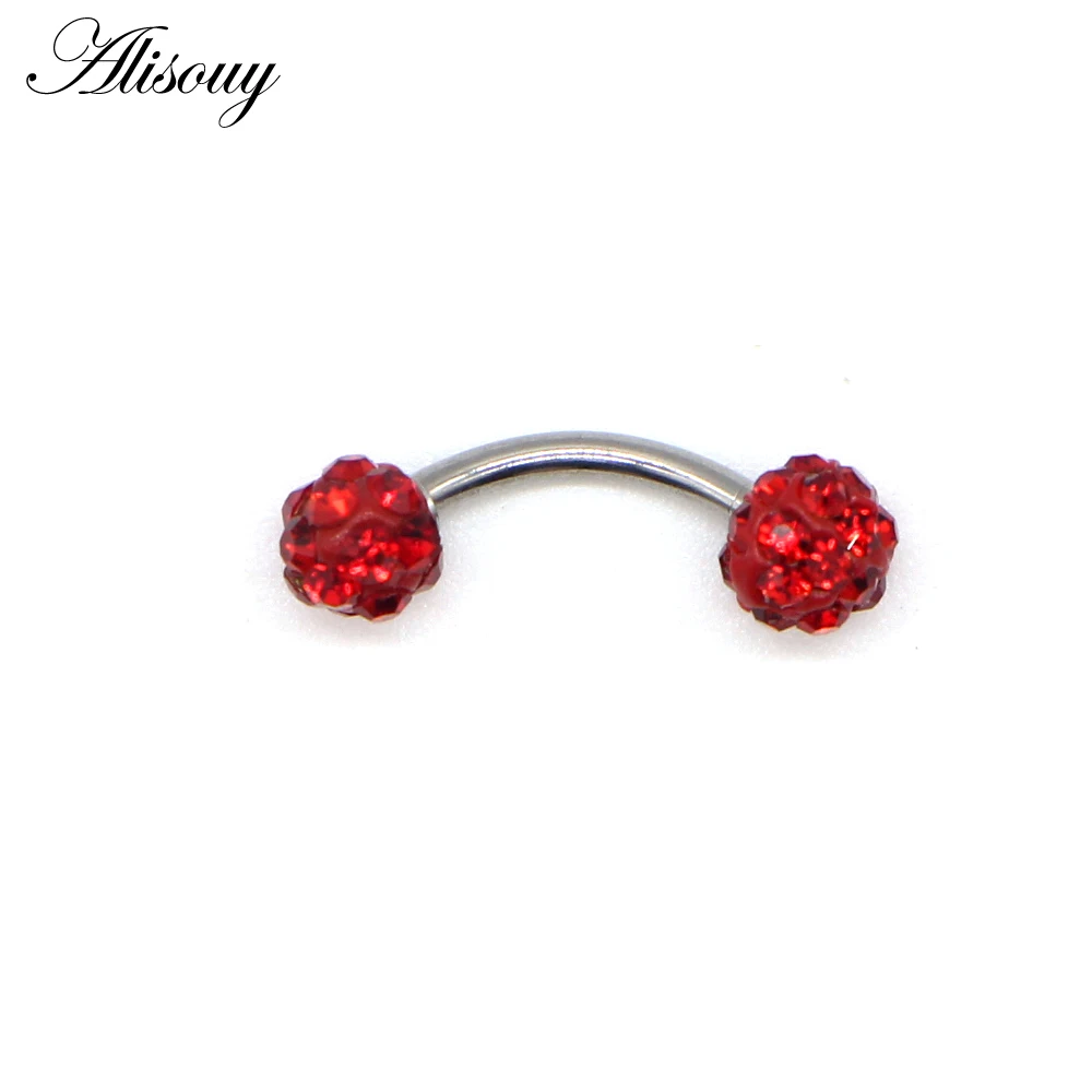 Alisouy 1Pc Disco Eyebrow Piercing Industrial Labret Bar Body Jewelry Stainless Steel Helix Piercing Ring Lip Curved Barbells