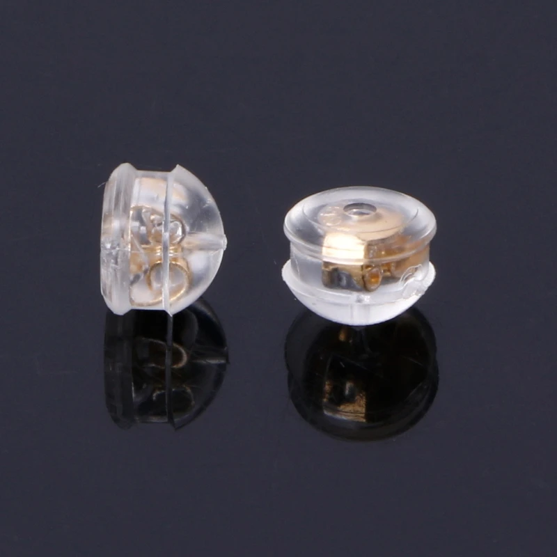 Boucles d'oreilles haute qualité en Silicone, champignon rembourré, or 18K, argent 10 pièces