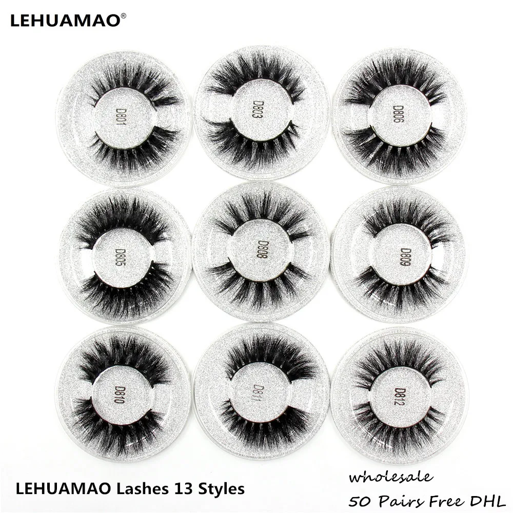 LEHUAMAO 50 Pairs False Eyelashes 3D Mink Lashes 100% Handmade Eye Lashes Real Mink Makeup Thick Fake False Eyelashes Free DHL