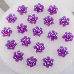 BOLIAO AB Color 10Pcs 20mm( 0.79in) Flower Shape Purple Resin No Hole Rhinestone Flatback Home Holiday Decoration Crafts DIY