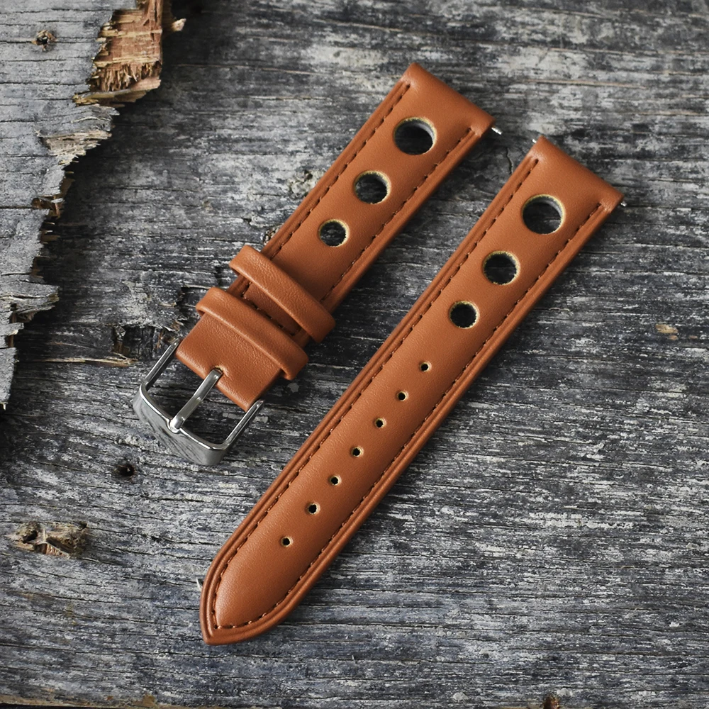 Watch Strap Band Genuine Leather 18mm 20mm 22mm Watchbands Black Brown Blue Men Bracelet Blet Accessories Steel Buckle KZ3H04