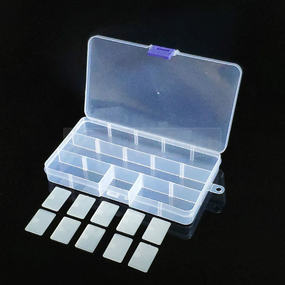 Container 15 grids Plastic Box Practical Adjustable Compartment Jewelry Bead storage case Screw Holder Case Display Organizer