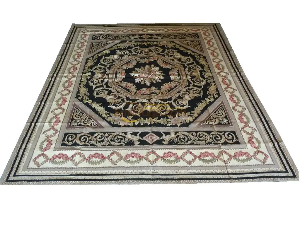 Handmade New Listing Aubusson Carpet Natural Sheep Wool Square Rug