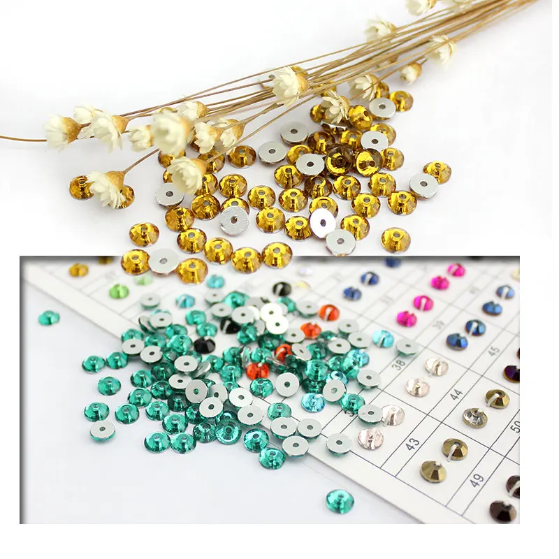 SS16-SS30 Much Color Glass Material Round Rhinestone Crystal Sewing Stone Flat back Hole Clothing Decoration Accessories