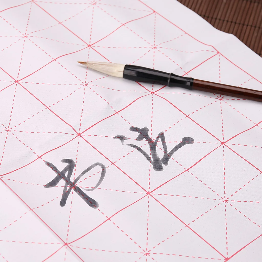 3pcs/Set Reusable Magic Water Writing Cloth Brush Gridded Fabric Mat Chinese Calligraphy Practicing No Ink #326