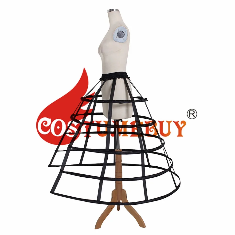 CostumeBuy Lady's Vintage Cage Pannier 5 Hoop UnderSkirt Victorian Crinoline Ladies Gothic Bustle Petticoat L920