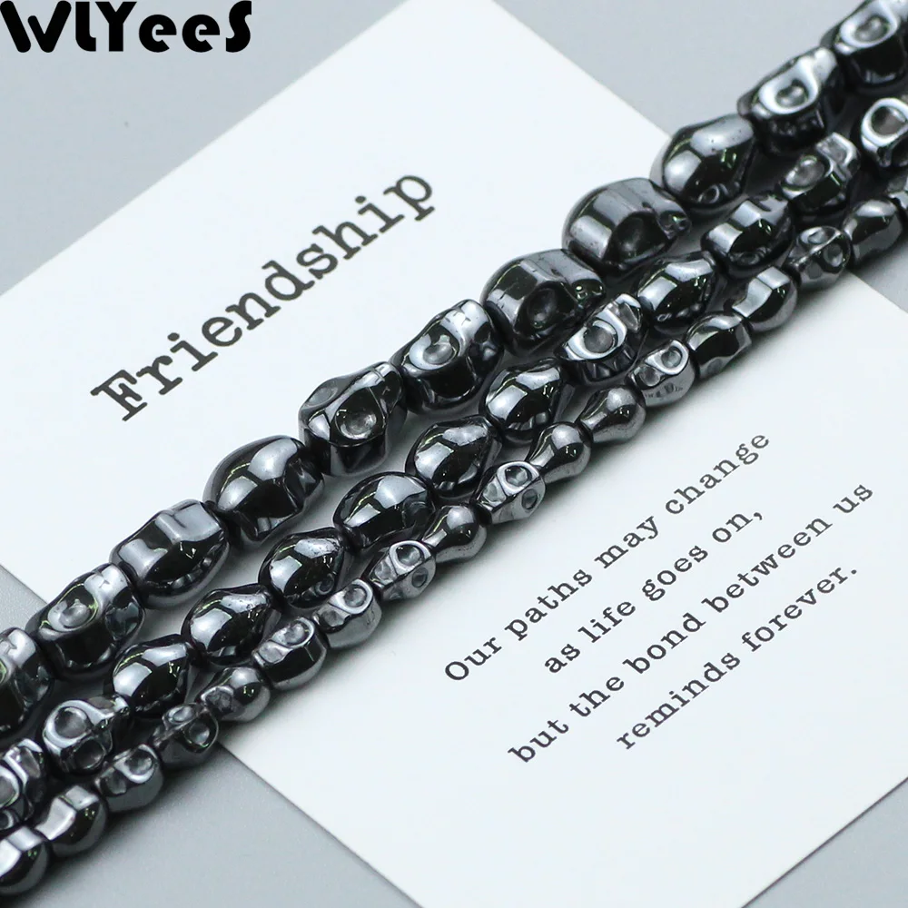 WLYeeS Skelett-Naturstein-Hämatit-Perlen, 4, 6, 8 mm, Totenkopfform, lose Perlen für Schmuck, Ohrringe, Anhänger, Armbänder, Halskettenherstellung
