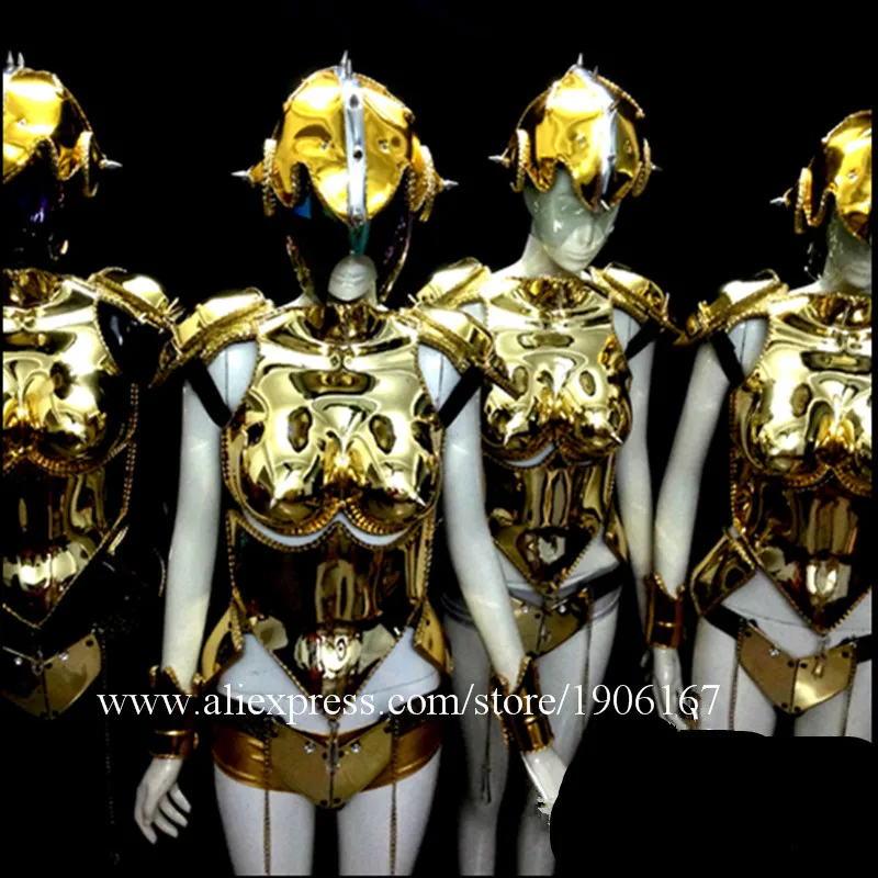 

Gold Plated Catwalk Shows Women Costume Carnival Victoria Sexy Lady Evening Dress Cabaret Stage Performance Cosplay Clothes