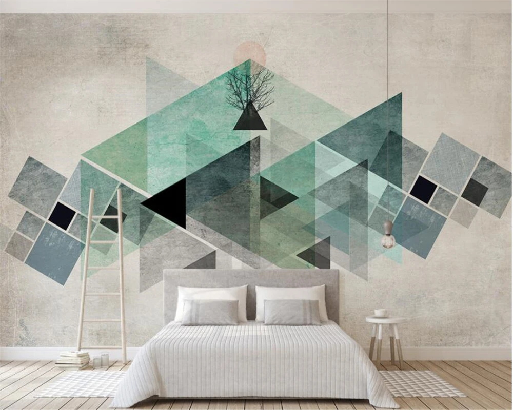 

beibehang Custom 3d wallpaper mural Nordic minimalism retro geometric triangle color TV background wall 3d wallpaper behang