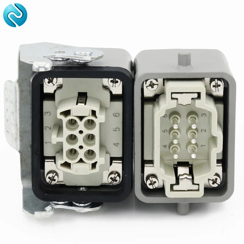 Rectangular heavy duty connector 6 core butt type He-06 waterproof socket connector for aerospace industry 16A