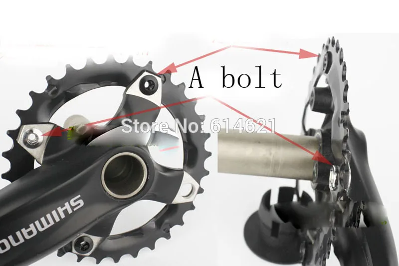 5pc MTB mountain bike folding bike refitting carbon fiber crankset monoblock screw crank chain wheel fix disc bolt nut chainring