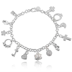 925 Silver Plated exquisite white crystal stone chain CZ bracelet fashion charm for women lady wedding hot sale Nice