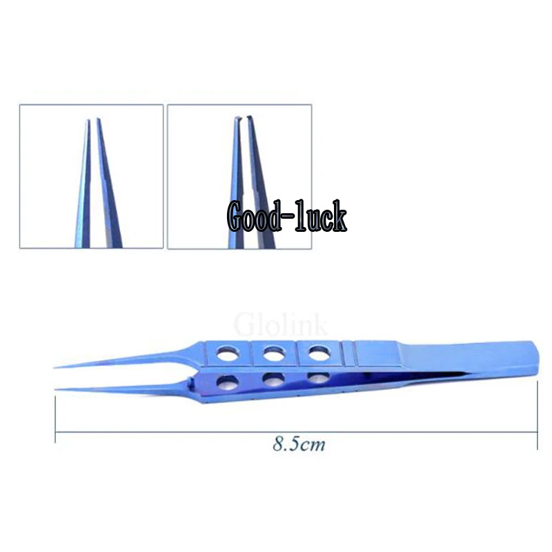 12 แบบ MICROS สแตนเลสไทเทเนียมอัลลอยด์ 11 ซม.Dovetailed ตรง/หัวโค้งแหนบแพลทฟอร์ม Ophthalmic Forceps