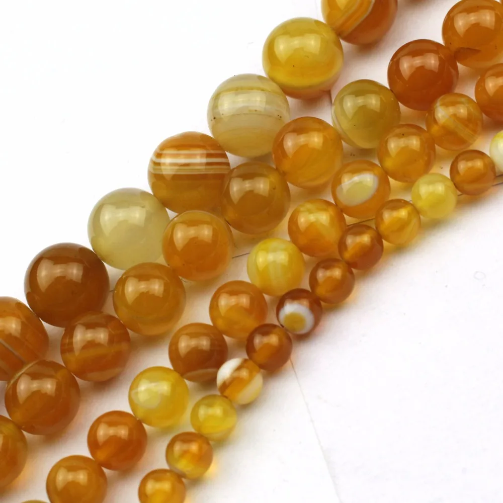 Natural Yellow Sardonyx/ Agate Natural Stone Diy Loose Beads For Jewelry Making Strand 15"