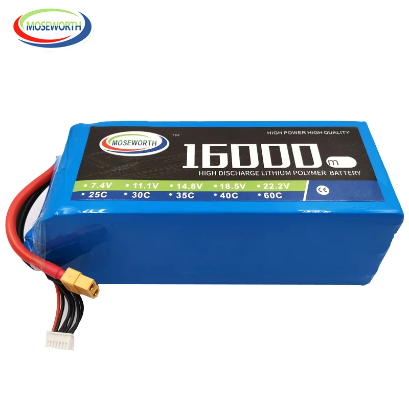 2S 3S 4S 5S 6S 16000mAh 25C Large Capacity High Power Model Aircraft Rechargeable Lithium Battery Pack