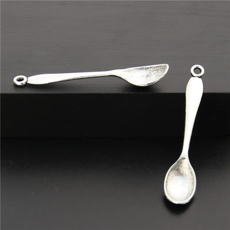 15pcs  Silver Color Color Spoon Charms Pendant DIY zakka Jewelry Accessories Finding A2544