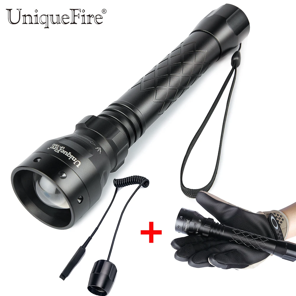 

UniqueFire Rehargeable 18650 Flashlight UF-1502-XML Led Light 5 Mode 10W Powerful Torch+Remote Pressure For Hunt Trip