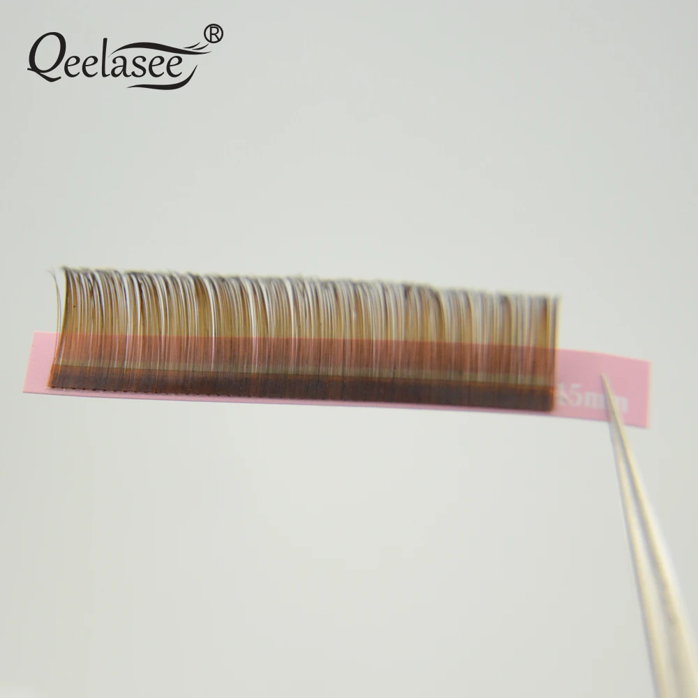 Qeelasee Braune Wimpernverlängerungen aus Nerz, Hochwertiges Make-up-Material, Weiche Natürliche Vorgefertigte Volumen-Wimpern – Detail 8