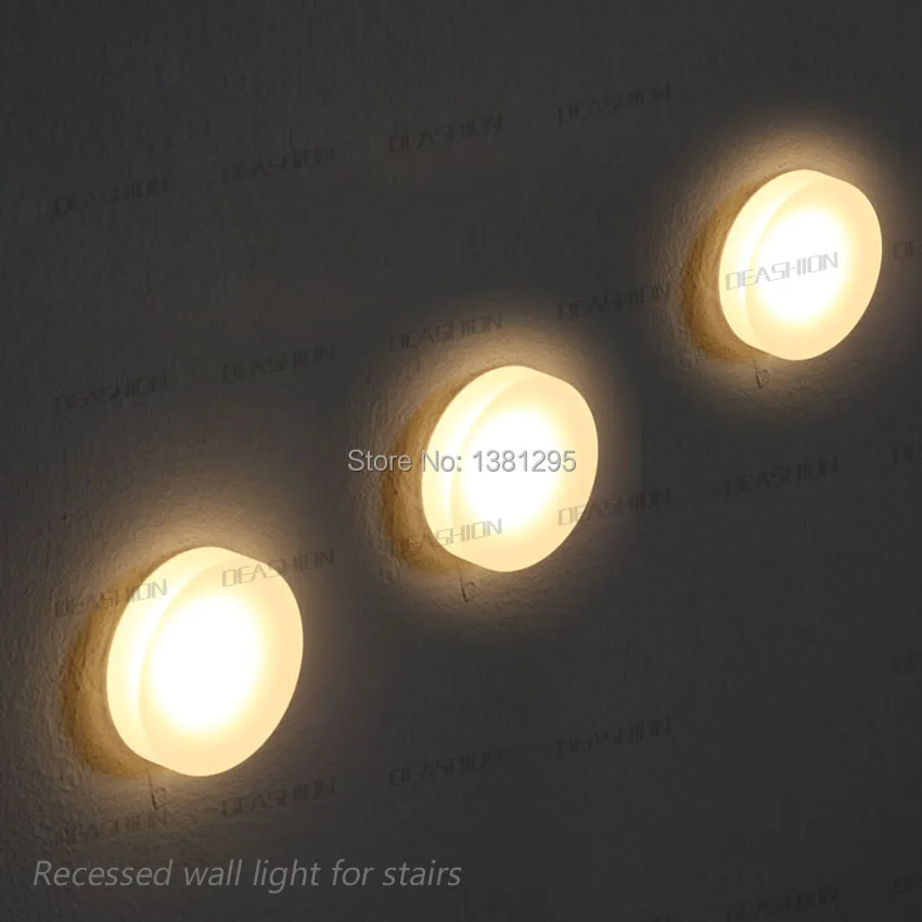 

1PCS Round Moon Acrylic Recessed Wall Step Stair Light 1W 12V 24V Decorative Interior Exterior Corner Walkway Stairway Lamp