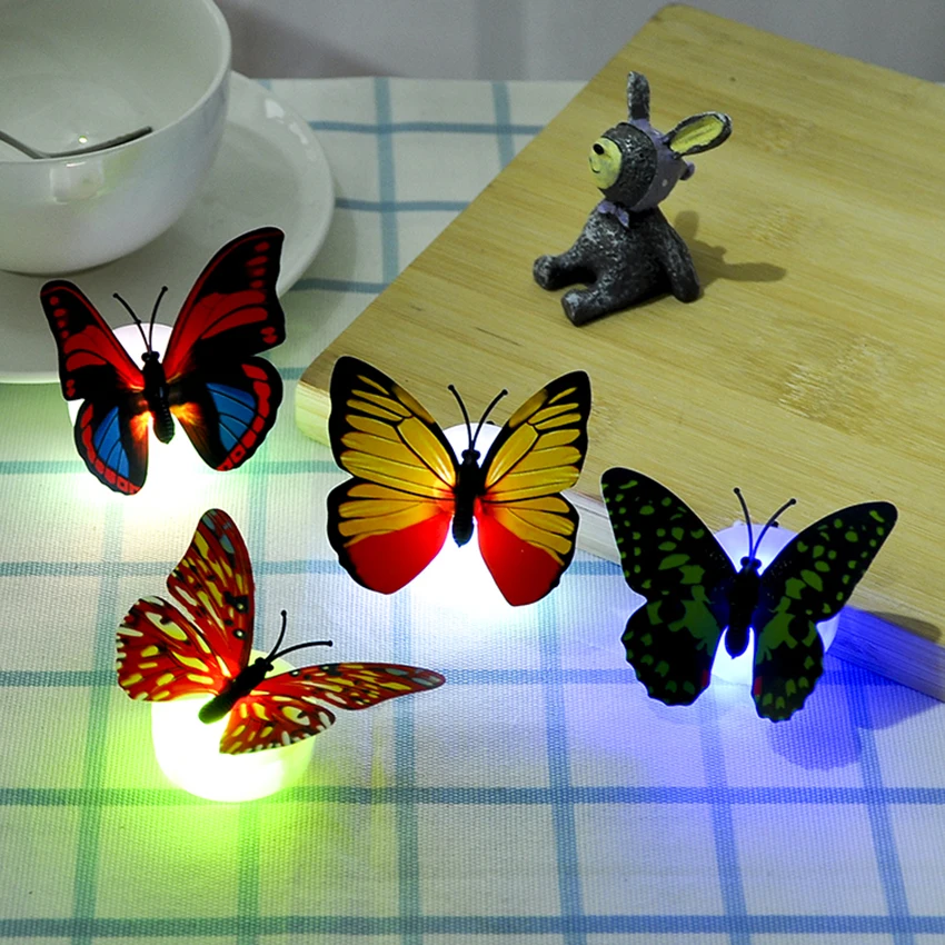 Đèn LED Ban Đêm Bầu Không Khí Đèn Nhiều Màu Sắc Thay Đổi Bướm Đèn Trong Nhà Với Miếng Hút Nhà Đảng Để Bàn Trang Trí Treo Tường