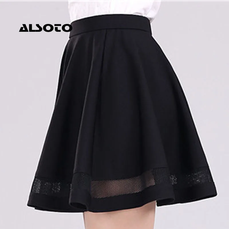 Women Skirts New Fashion Grid Design Pleated Solid Color Elastic Skirt Sexy Womens Mini Skirt Faldas Mujer Moda