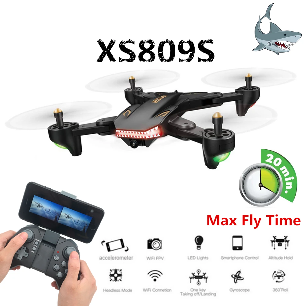 

Super Long Flight Time VISUO XS809S Foldable Selfie Drone with 0.3MP/2MP Wifi FPV Camera Dron XS809HW Upgraded RC Helicopter