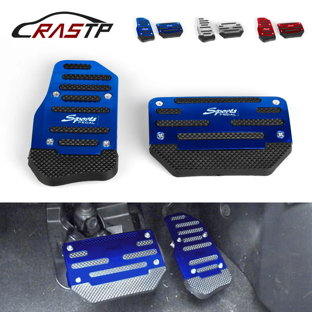 

RASTP-Hot Selling 2pcs/Set Non-Slip Aluminum Rubber Automatic Transmission Car Pedal Cover Set Kit RS-ENL017