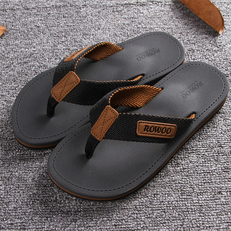 Beach Flip Flops Men\'s Summer Slippers Ribbon Thong Sandals Fashion Casual Soft Indoor Outdoor Male Footwear Wholesale Dropship