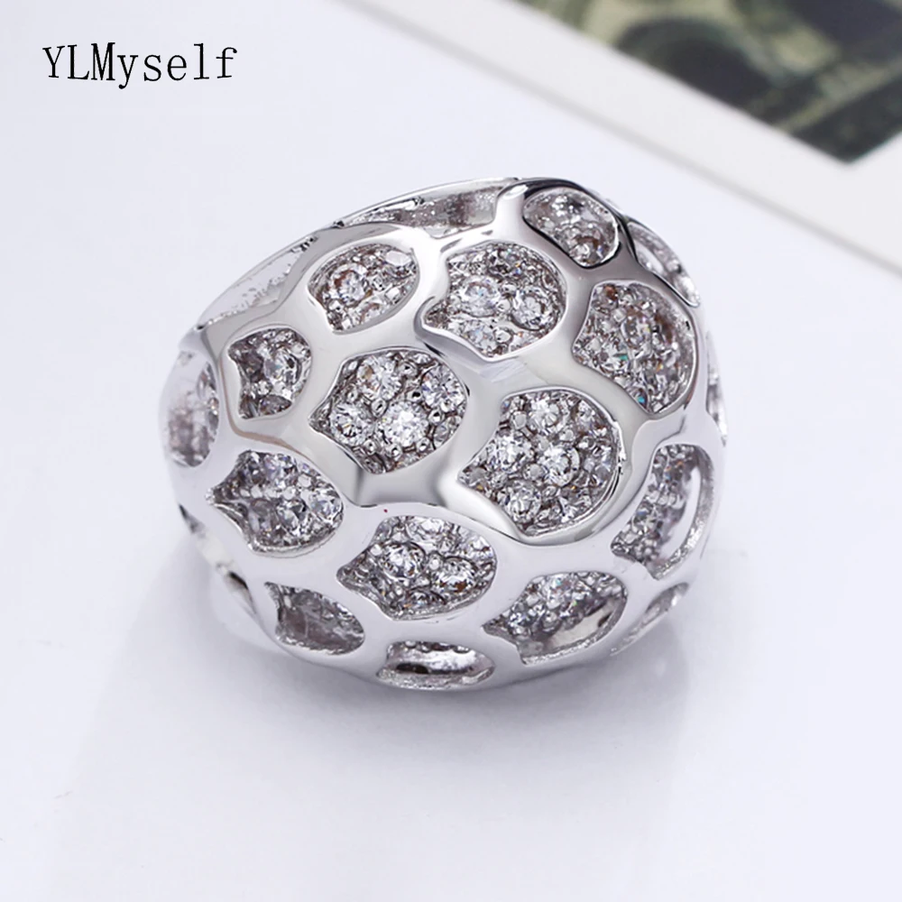 New large ring wonderful jewellery white and gold color cubic Zirconia crystal very quickly shipping big rings trendy