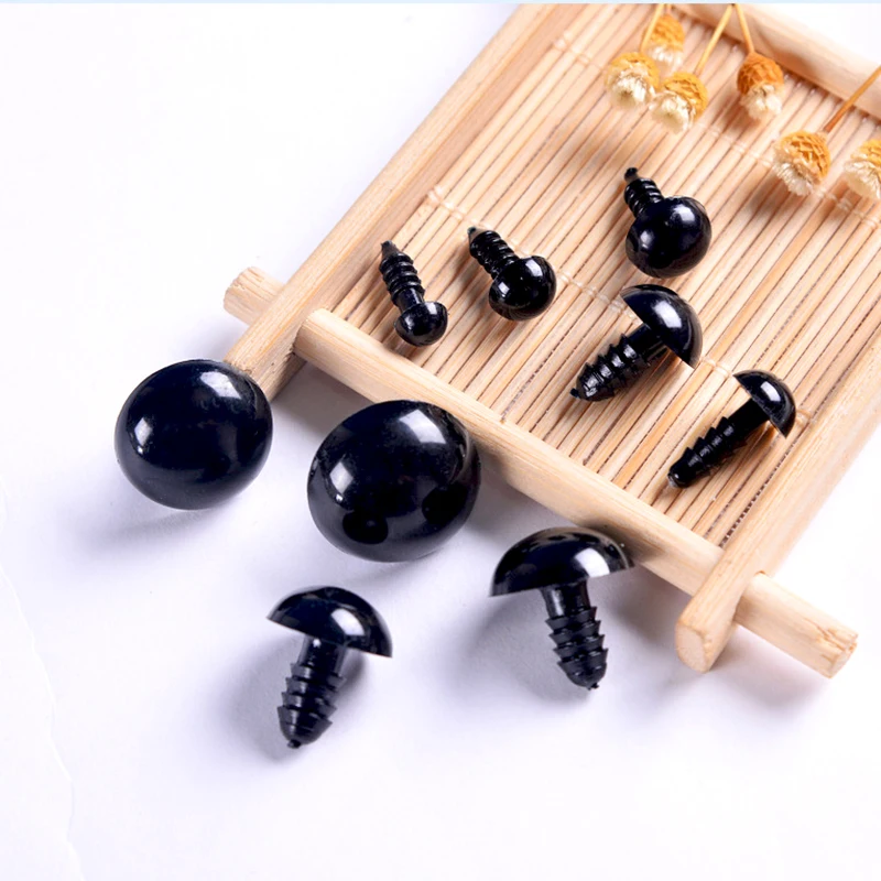 100 pçs preto plástico boneca olhos de segurança 6mm 8mm para brinquedos urso de pelúcia brinquedos de pelúcia snap animal fantoche bonecas artesanato olho amigurumi