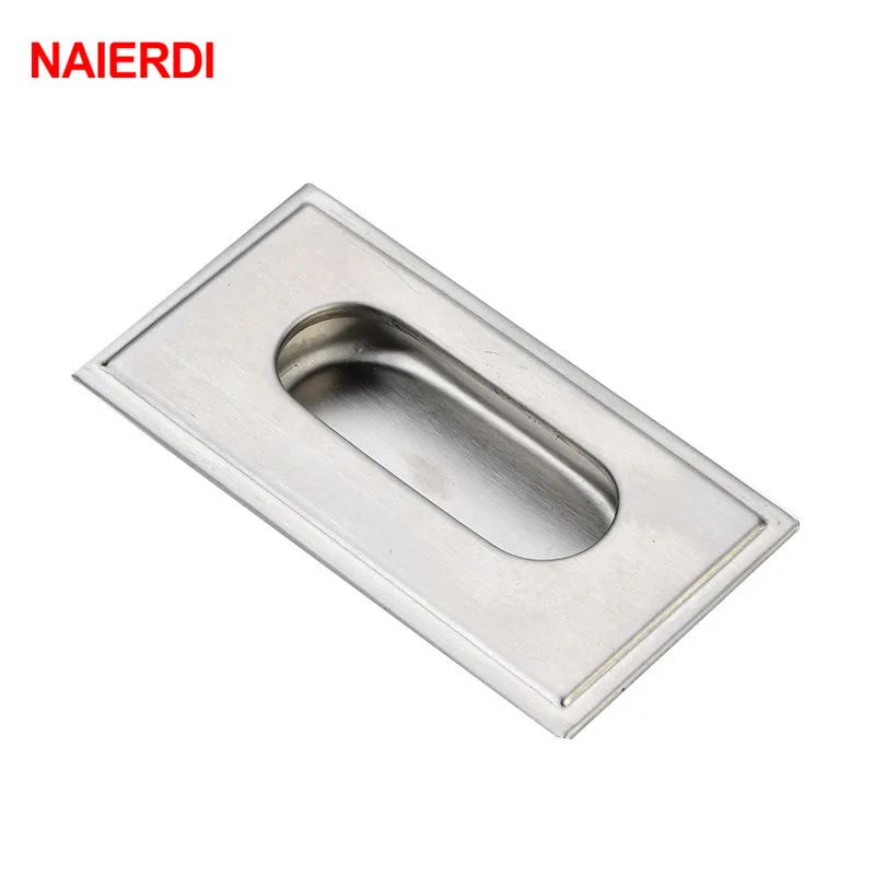 NAIERDI 96mm Cabinet Hidden Handles Stainless Steel Invisible Handle Circle Drawer Wardrobe Knobs With Screws Furniture Hardware