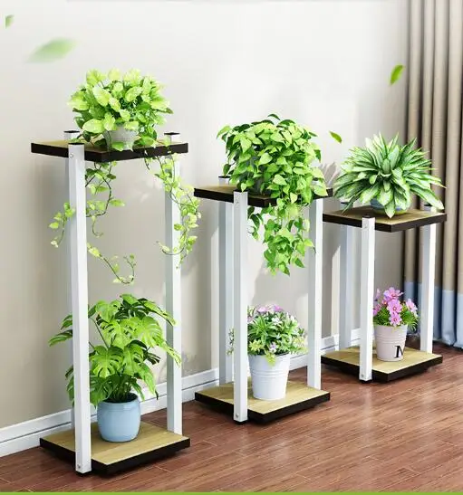 Flower frame wrought iron multi-layer indoor landing space space multi-meat flower pot rack green radish small flower shelf livi