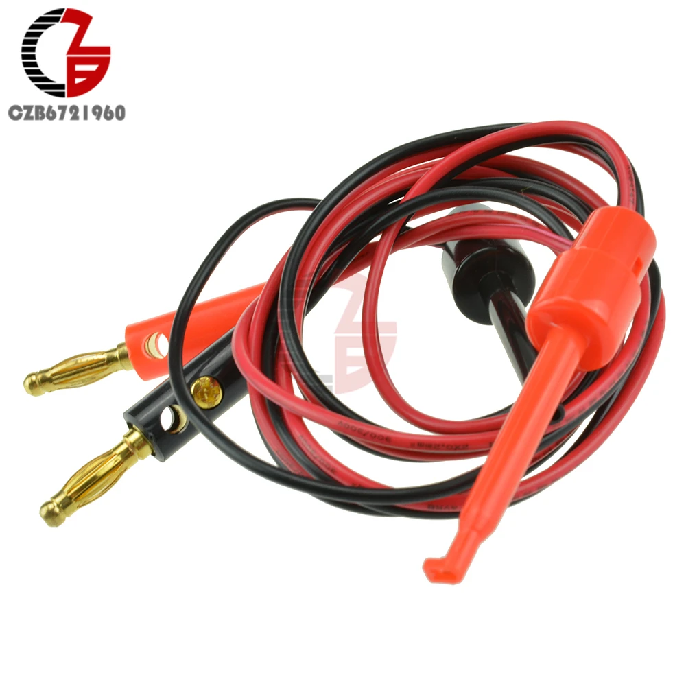 1 Pair Small Test Hook Clip to Banana Plug for Multimeter Test Lead Cable