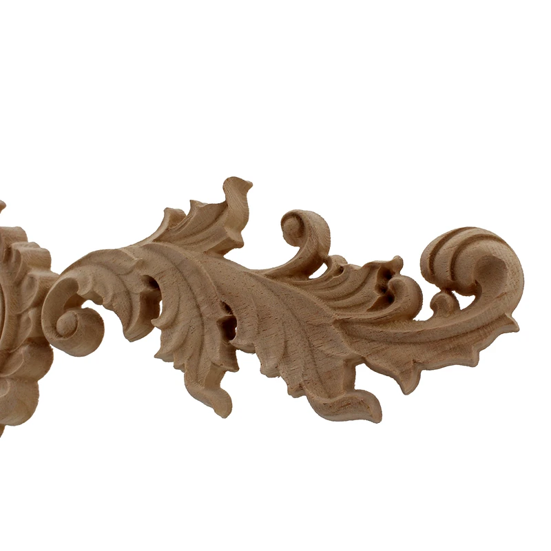 VZLX Flower Wood Carving Appliques Furniture Cabinet Unpainted Wooden Mouldings Decal Decorative Figurine Home Decoration Decor
