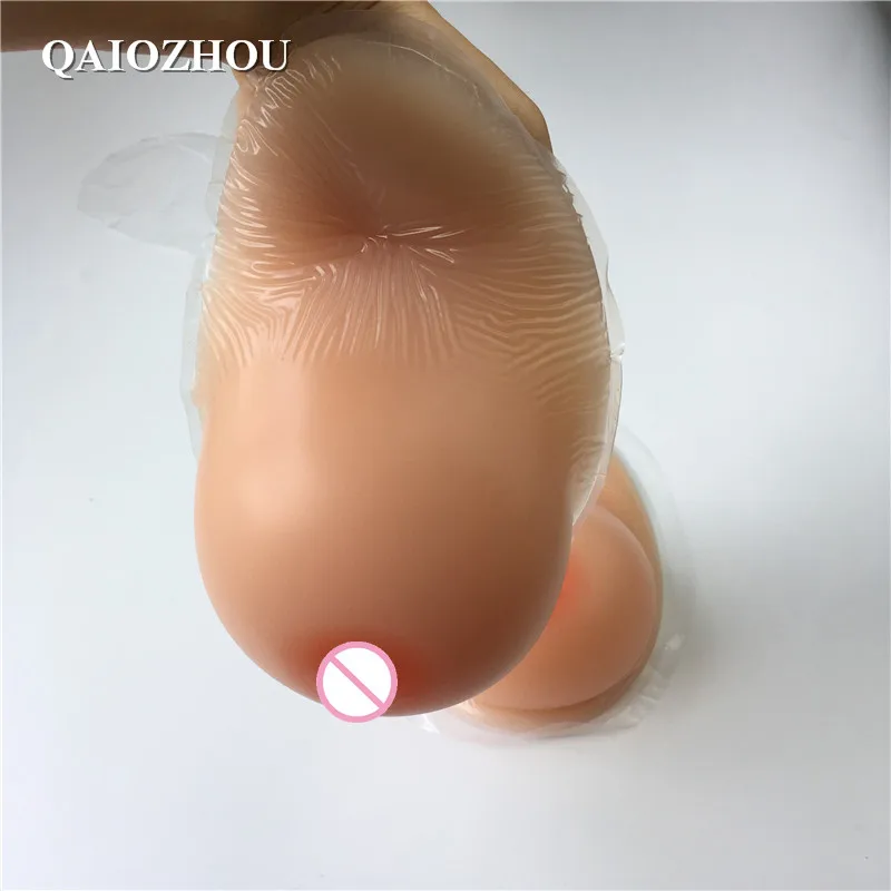 600 g/pair B cup self adhesive fake silicone breast form transgender shemale fake prosthesis realistic sagging shape