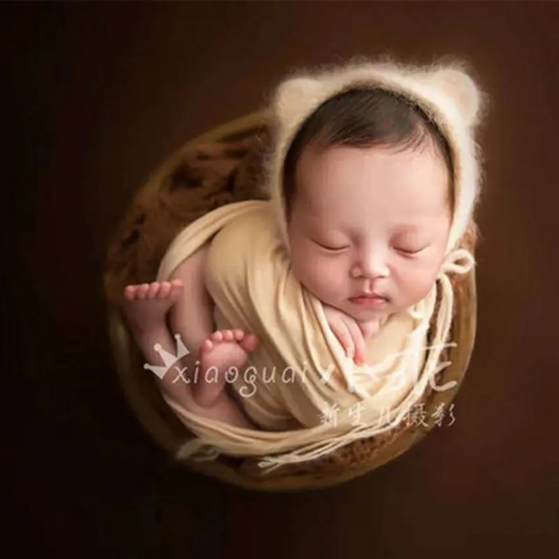 Fuzzy hat newborn photography props,handmade hairy bear bonnet for photography props