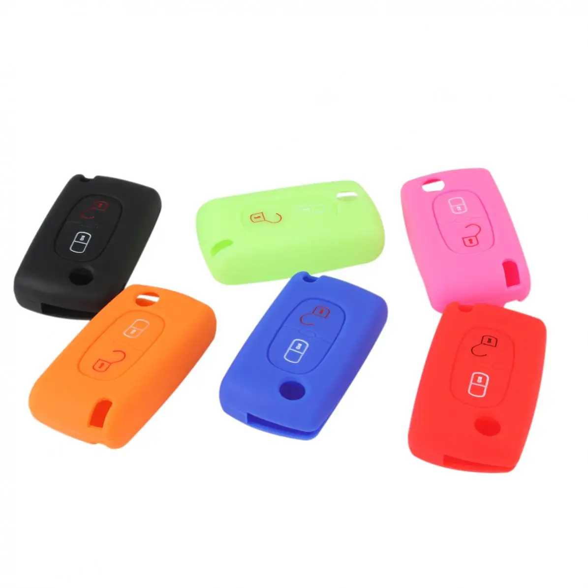 1 Piece Silicone Rubber Car Key Case Remote Shell Cover 2 Buttons Folding Key for Peugeot 208 207 3008 308 RCZ 408 2008 407 307