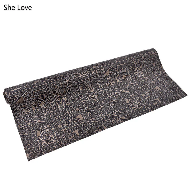 Chzimade 빈티지 이집트 합성 가죽 원단, A3 사이즈 인쇄 수제 원단, 의류 DIY 액세서리 용품, 42x30cm