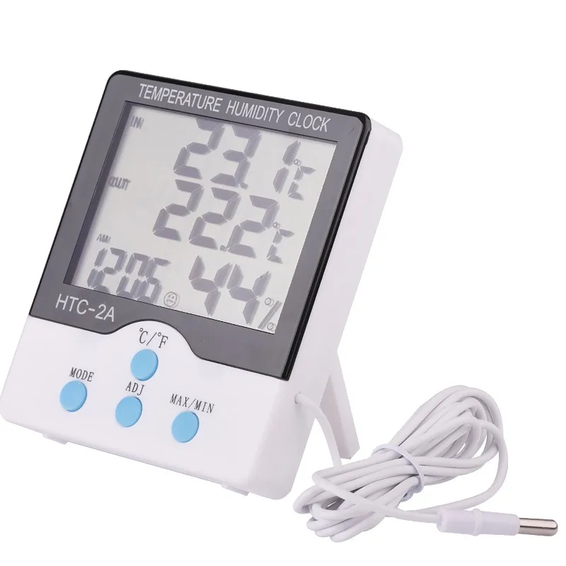 Electronic Digital Room In and Out Temperature Humidity Meter Thermometer Hygrometer Thermo-hygrometer Alarm Clock HTC-2A