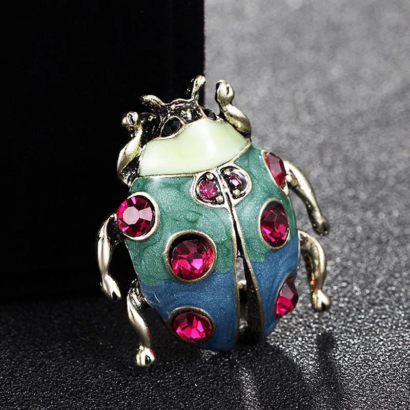 Small Size Insect Brooches Jewelry For Men Accessory Cute ladybug Pin Brooch Brand Enamel Purple Blue Hijab Pins And Hats Bijoux