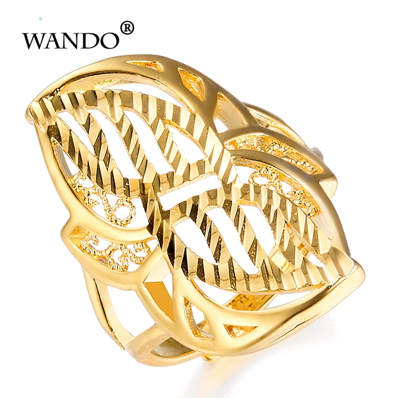 Ethiopian Hollow Leaves Wedding Gold Color Rings For Women Men Eritrea Africa Middle East Italy French Womenjewelry R68