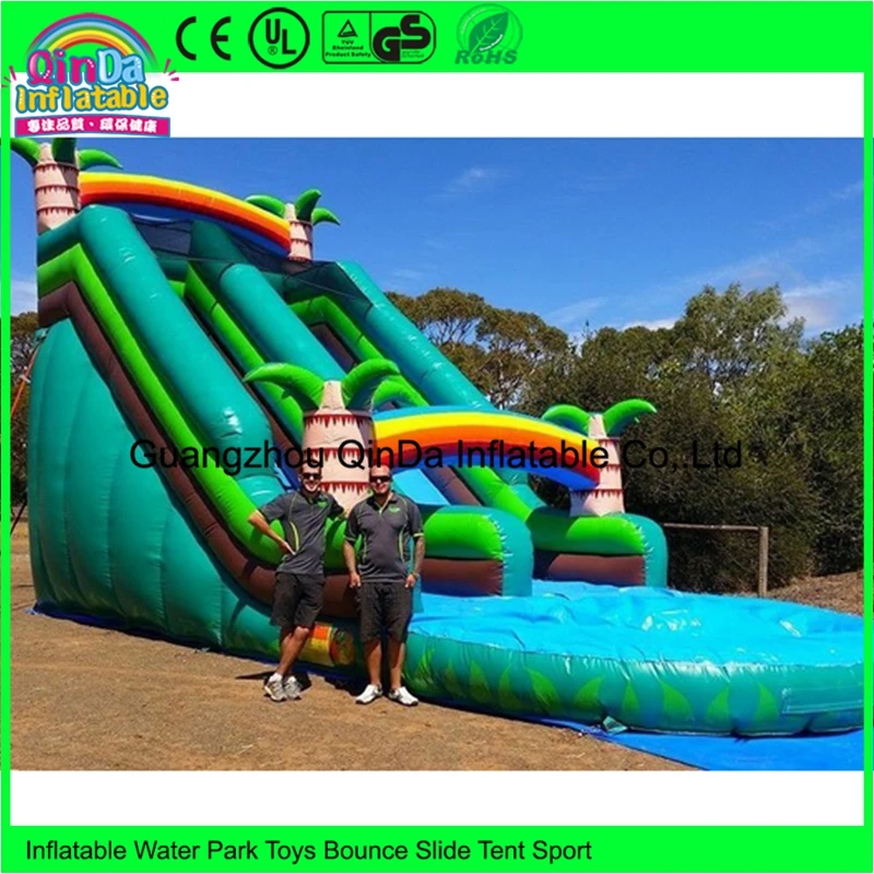 Commercial Outdoor Cheap Inflatable Blow Up Tropical Bouncy Water Slide With Pool Rental