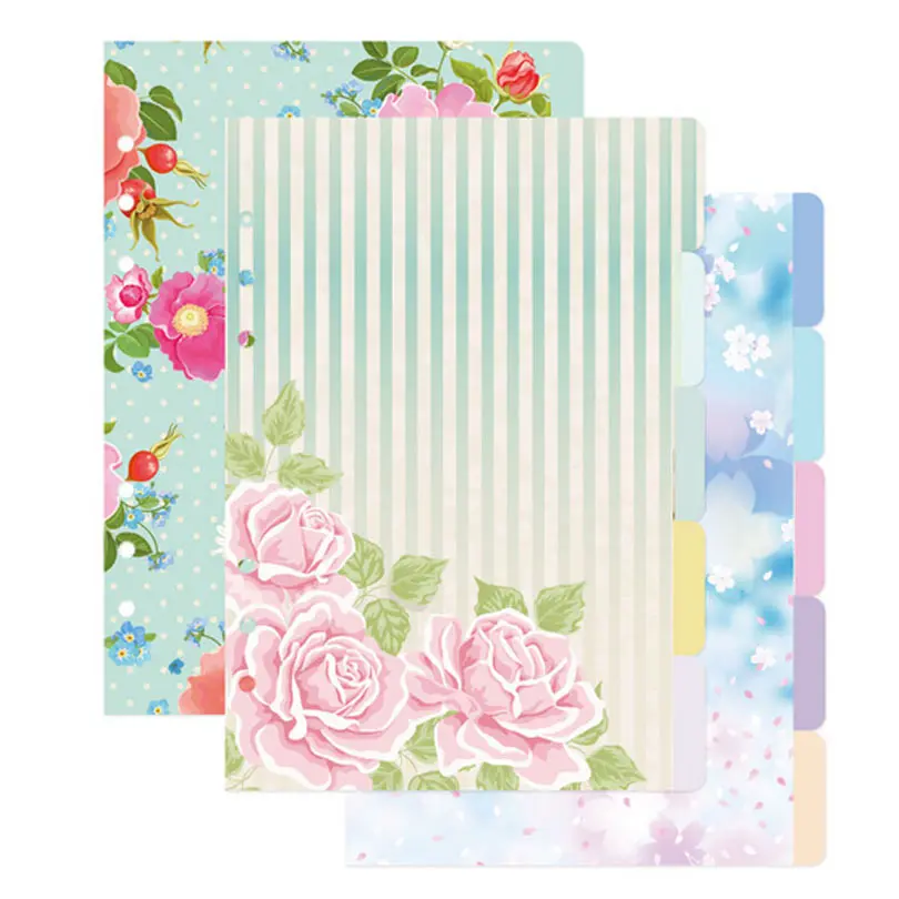 Dokibook A5 A6 Peggy Spiral Notebook Loose Leaf  Separator Pages Flowers 5 sheets Separate Match filofax Kikkik