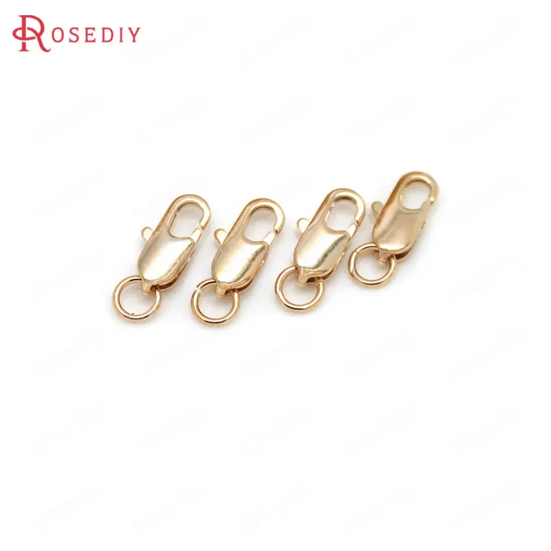 (D001)6 pieces 6x14mm High Quality Champagne Gold Color Brass Rectangle Lobster Clasps Necklace Clasps Jewelry Accessories