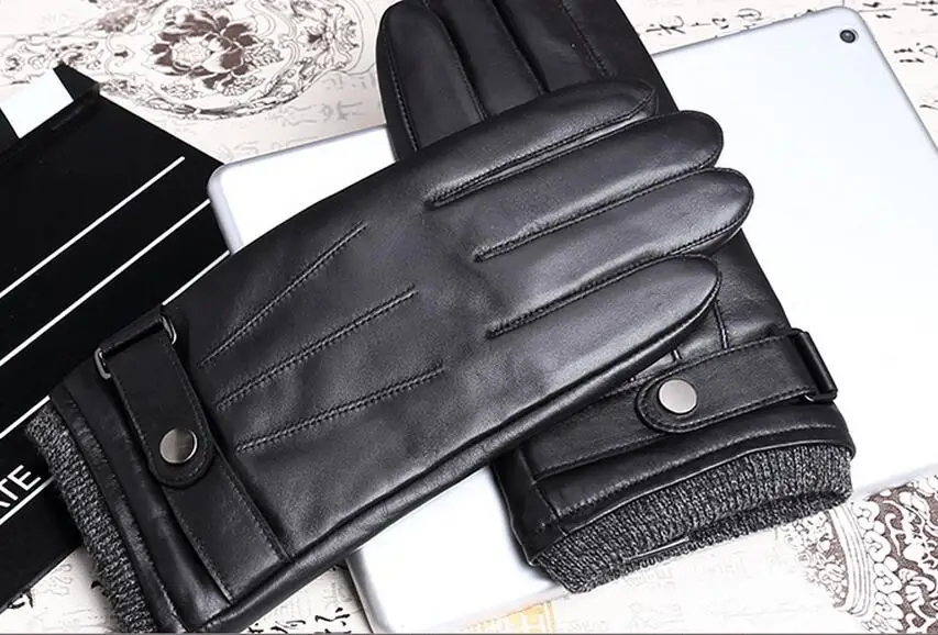 

2017 autumn and winter thermal genuine leather gloves sheepskin gloves finger gloves