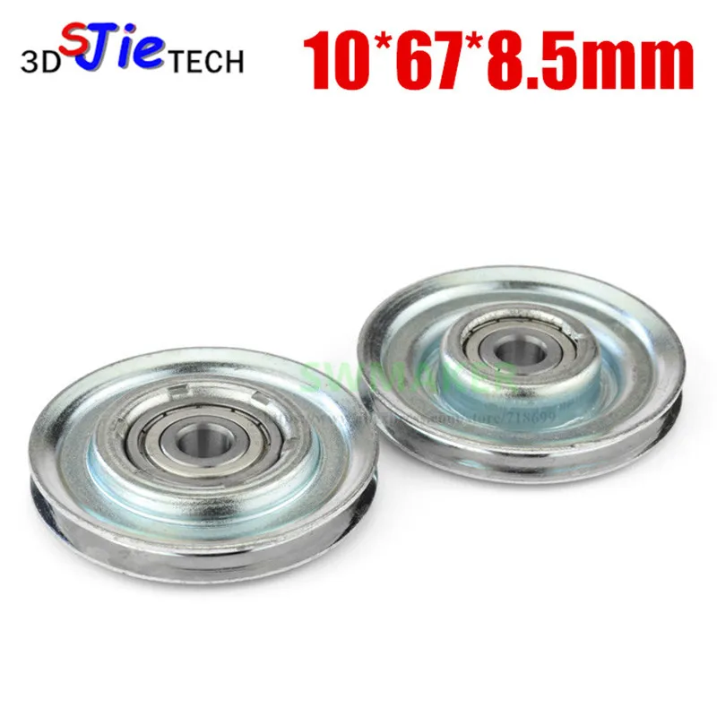 10*67*8.5mm groove U slot V groove lifting wheel, 6200 bearing roller pulley wire rope wheel / elevator door hanging wheel